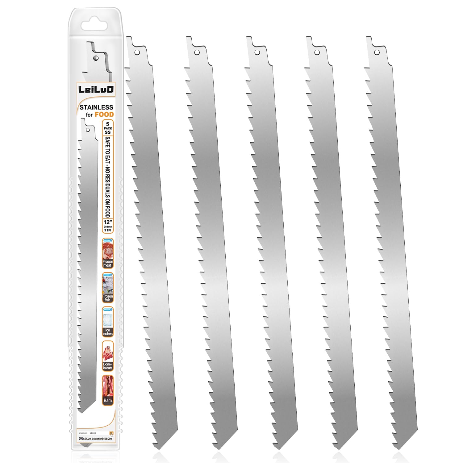 LEILUO bone-cutting 12-inch blade for efficient bone trimming.