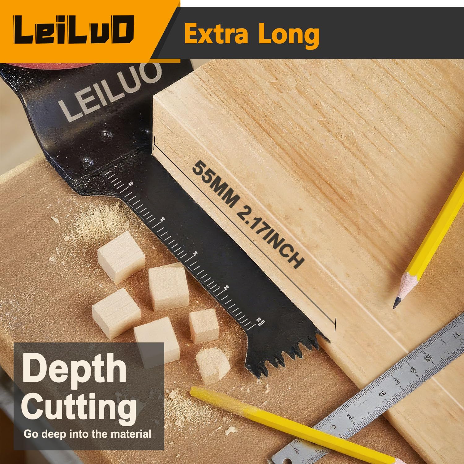 LEILUO 44mm extended blades enable deeper, wider cuts.