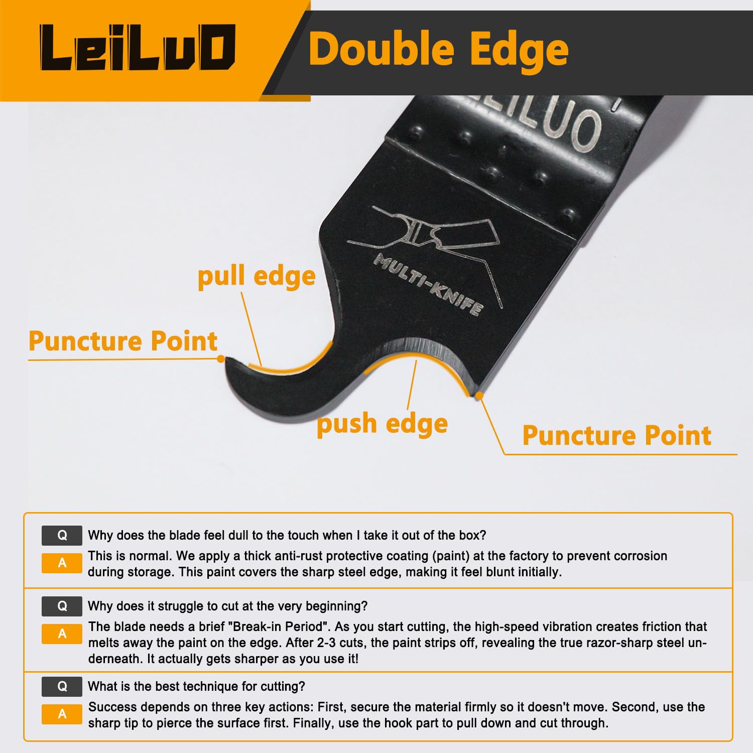 LEILUO multi-purpose blade cuts carpet, cardboard, asphalt tiles, PVC, turf.