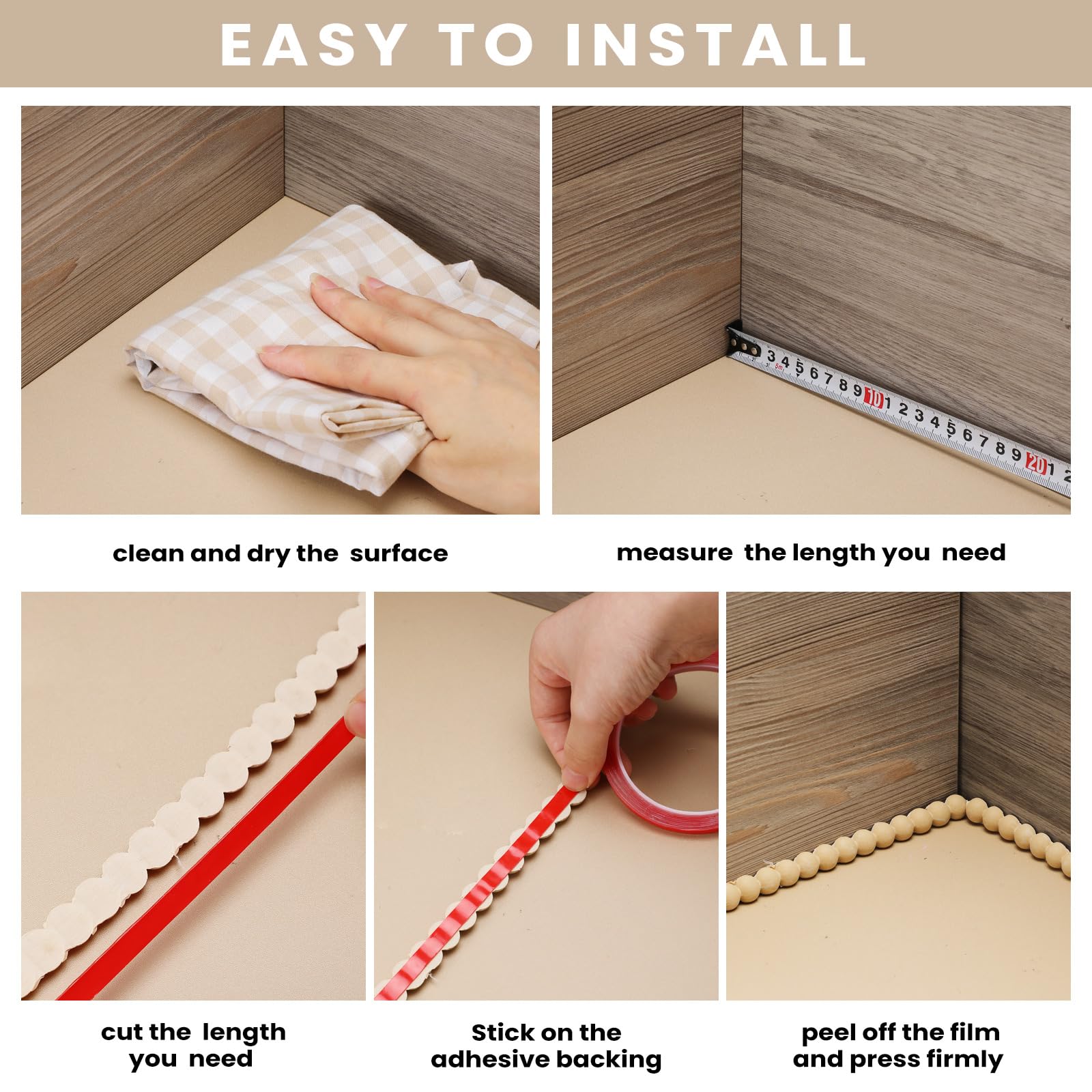 Leinuosen 3d bead trim adds a durable, stylish edge to bathrooms and showers.