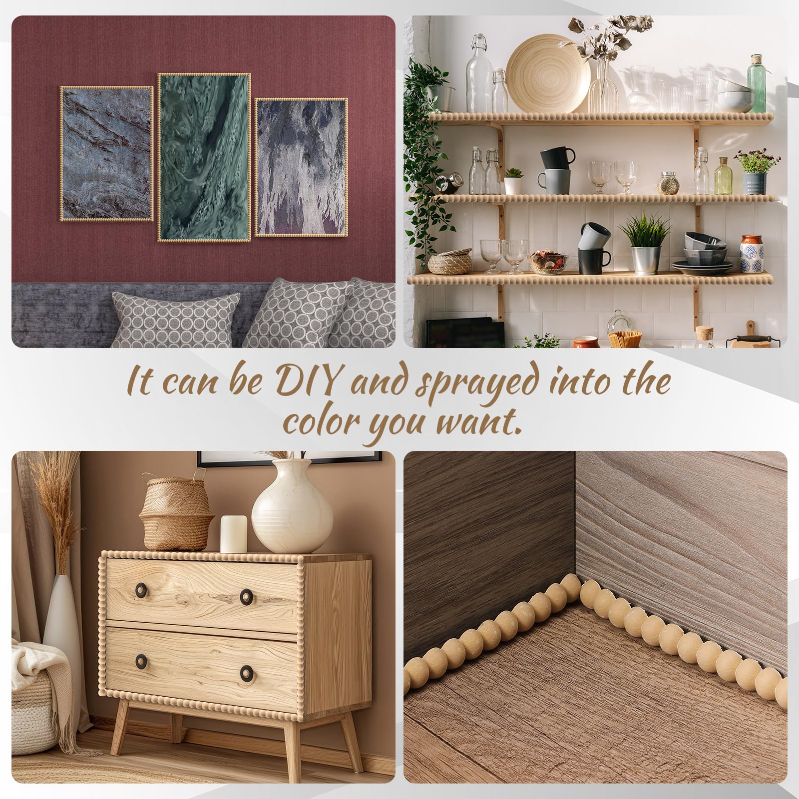 Leinuosen wall molding 3D pearl detail highlights corners for a polished room feel