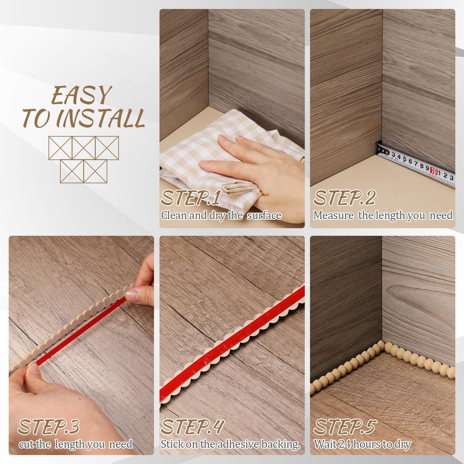 Leinuosen waterproof trim remains durable in bathrooms and kitchens
