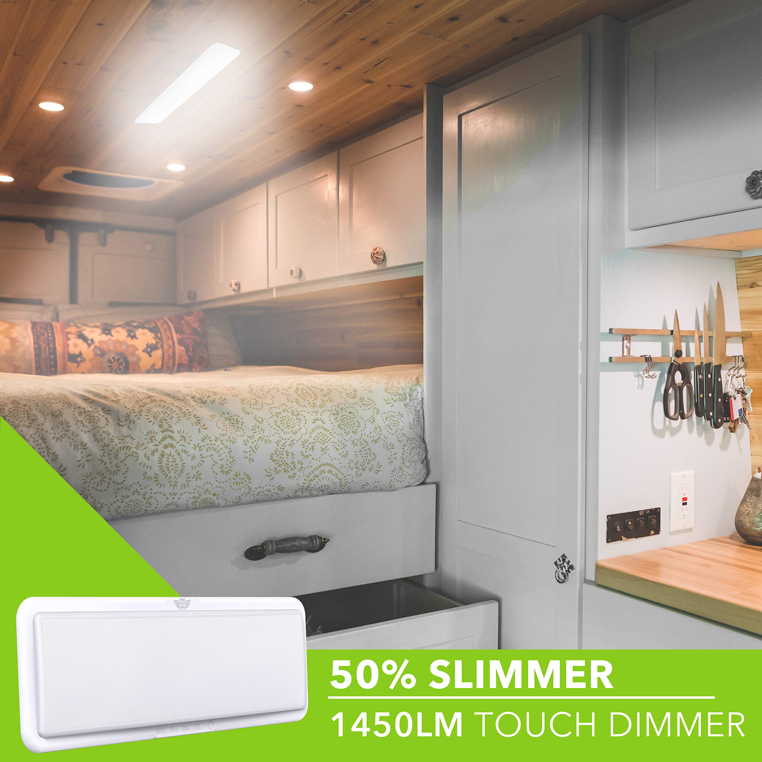 Leisure LED long-life fixture designed for 60,000+ hours of RV interior use.