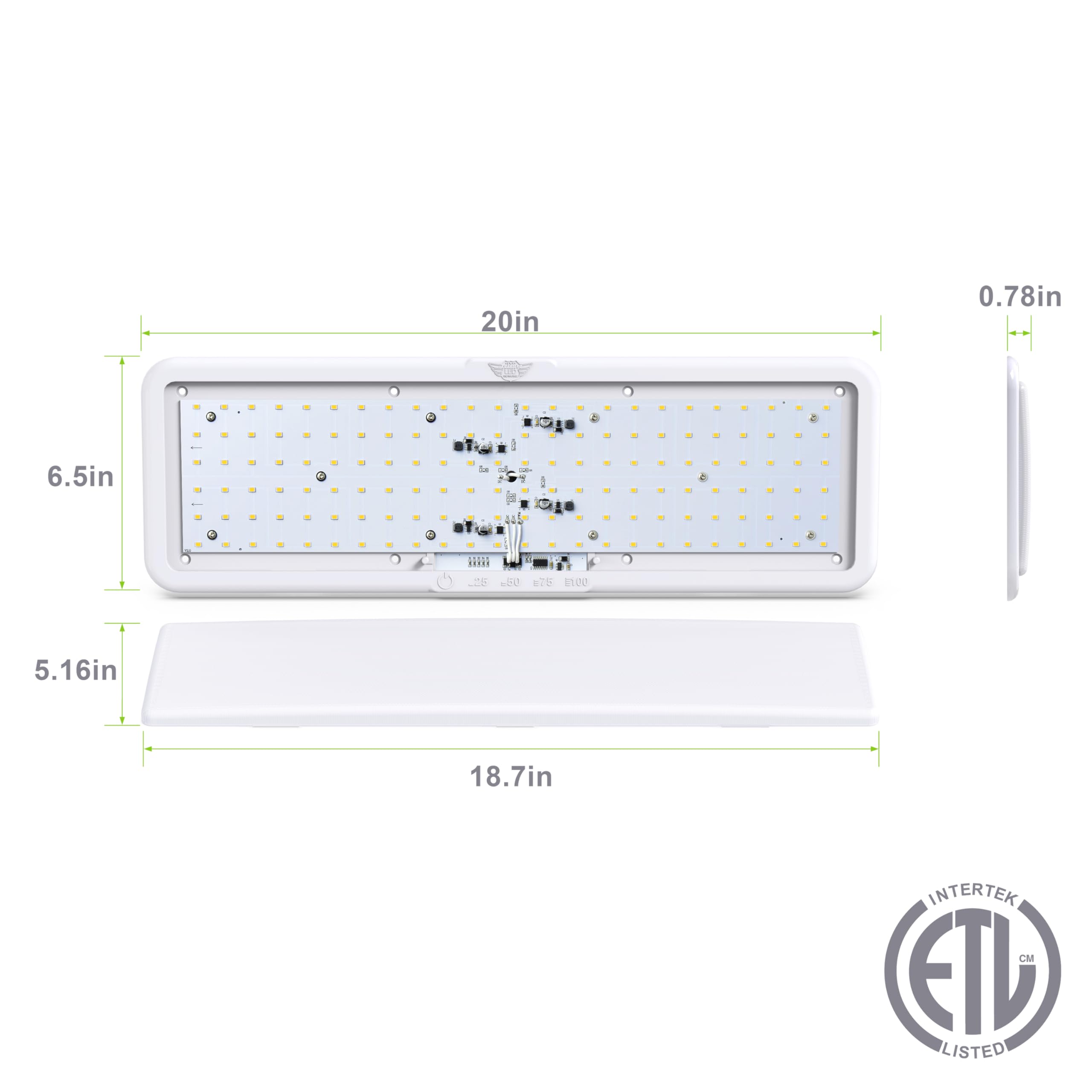 Leisure LED dimmable touch switch RV light enhances ambiance with four brightness levels.