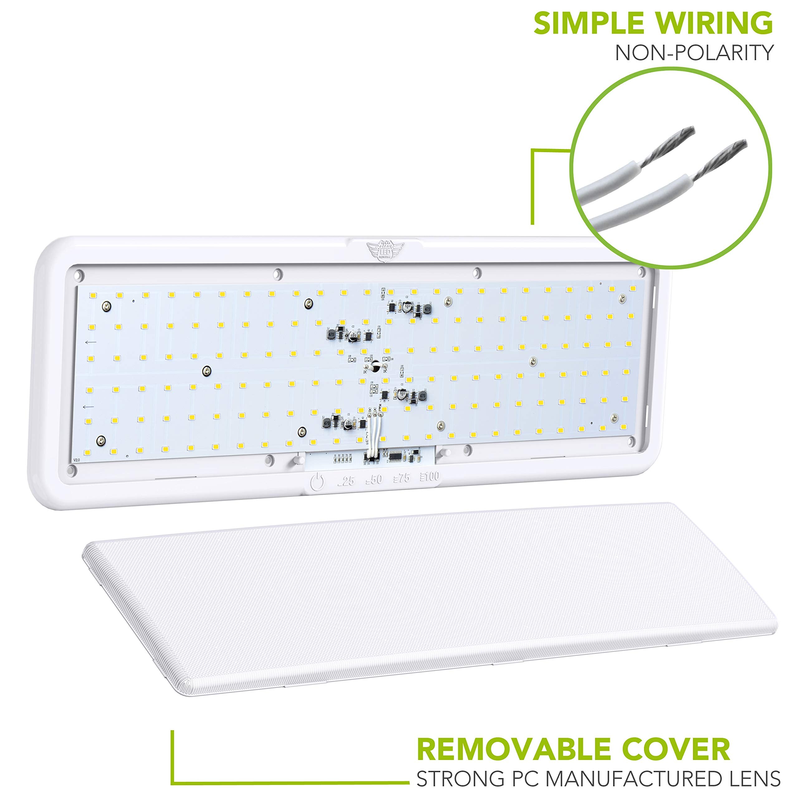 Leisure LED energy-efficient 18W draw reduces battery usage in mobile setups.