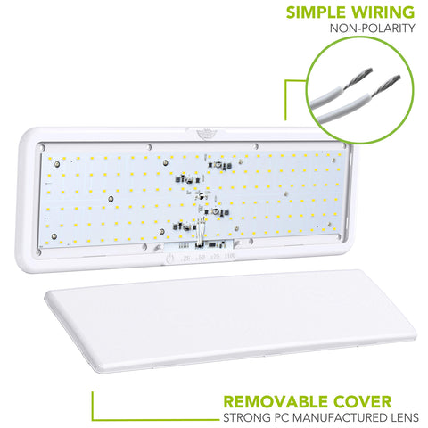 Leisure LED energy-efficient 18W draw reduces battery usage in mobile setups.