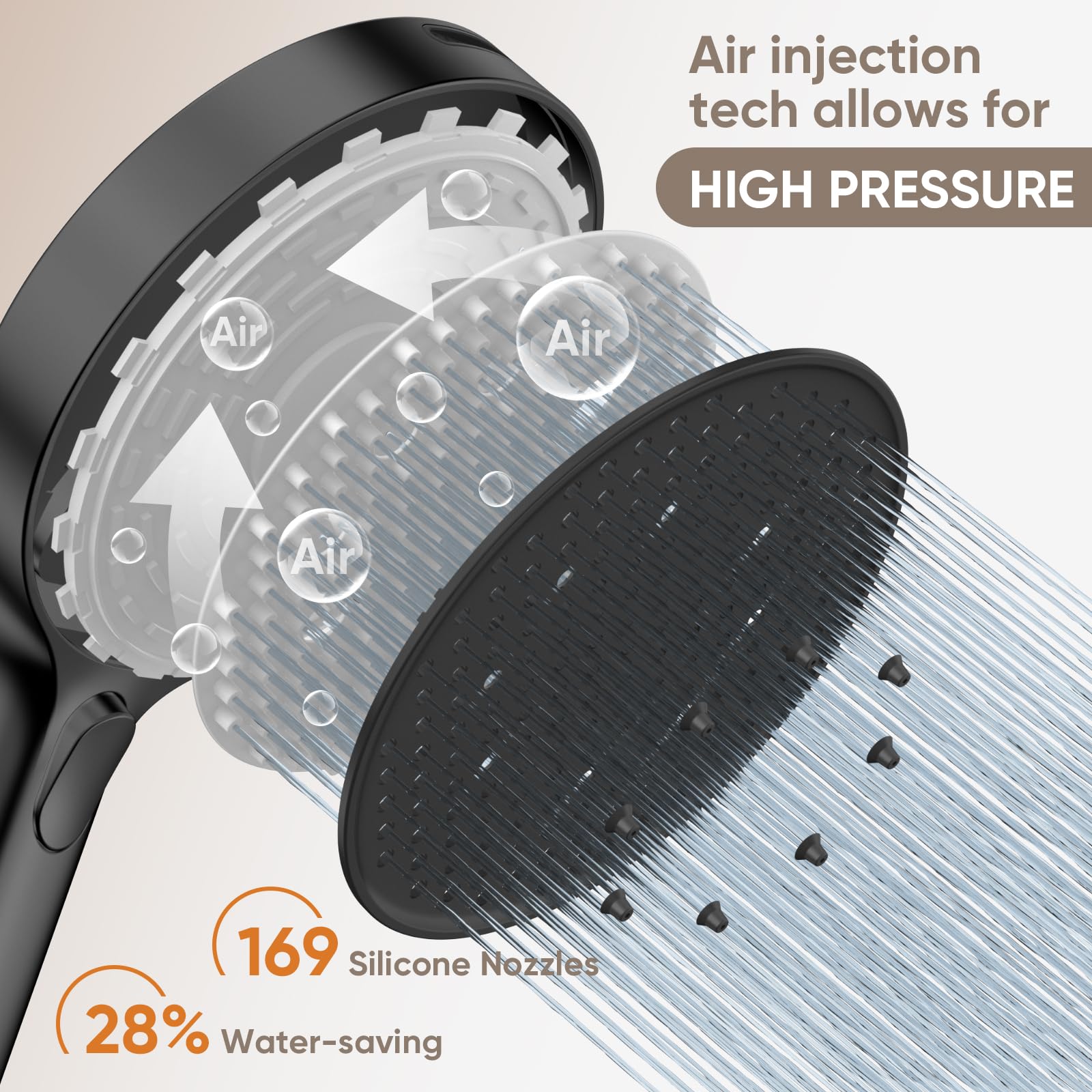 LEIVI built-in power-wash cleans tubs and tiles efficiently.