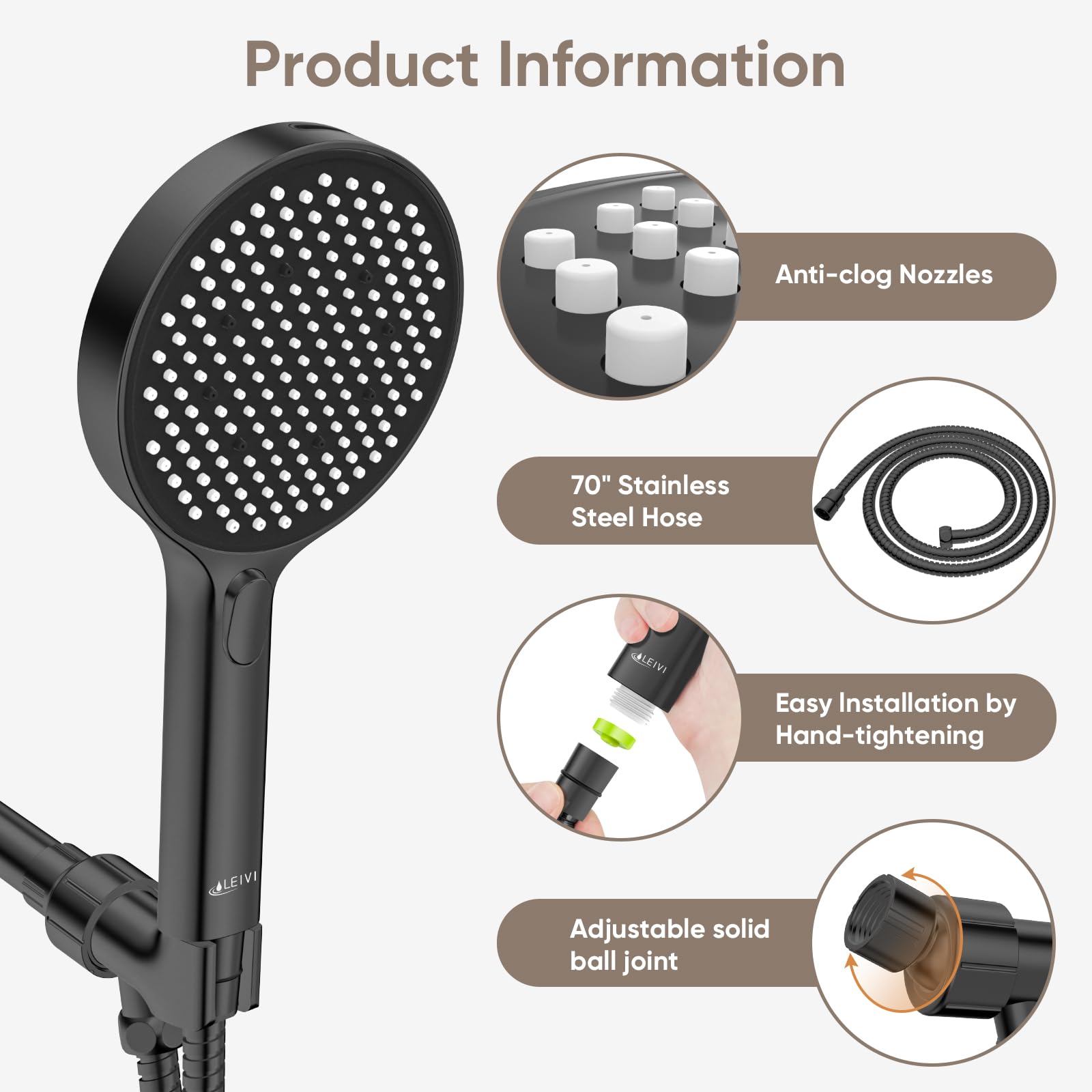 LEIVI easy-installation-no-tools enables quick, tool-free setup.