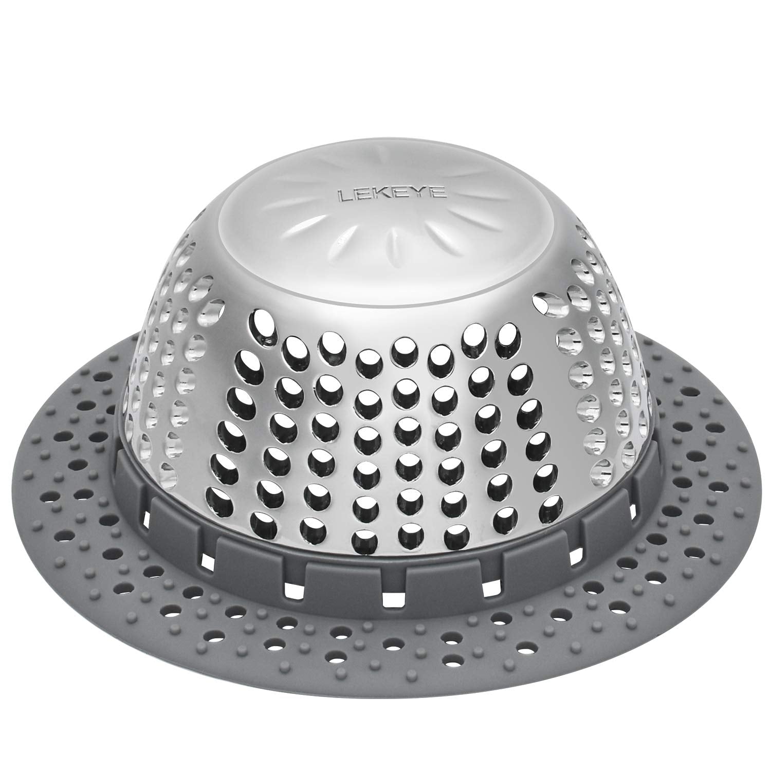 LEKEYE drain hair catcher sits over the drain, preventing clogs from hair and debris.