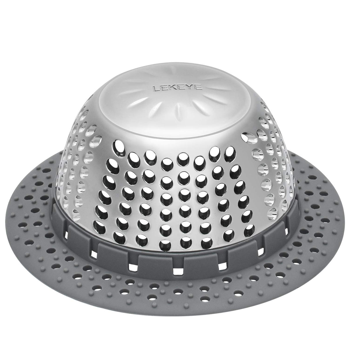 LEKEYE drain hair catcher sits over the drain, preventing clogs from hair and debris.