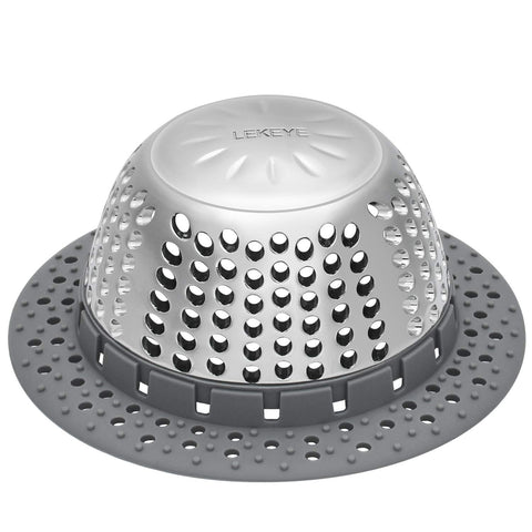 LEKEYE drain hair catcher sits over the drain, preventing clogs from hair and debris.