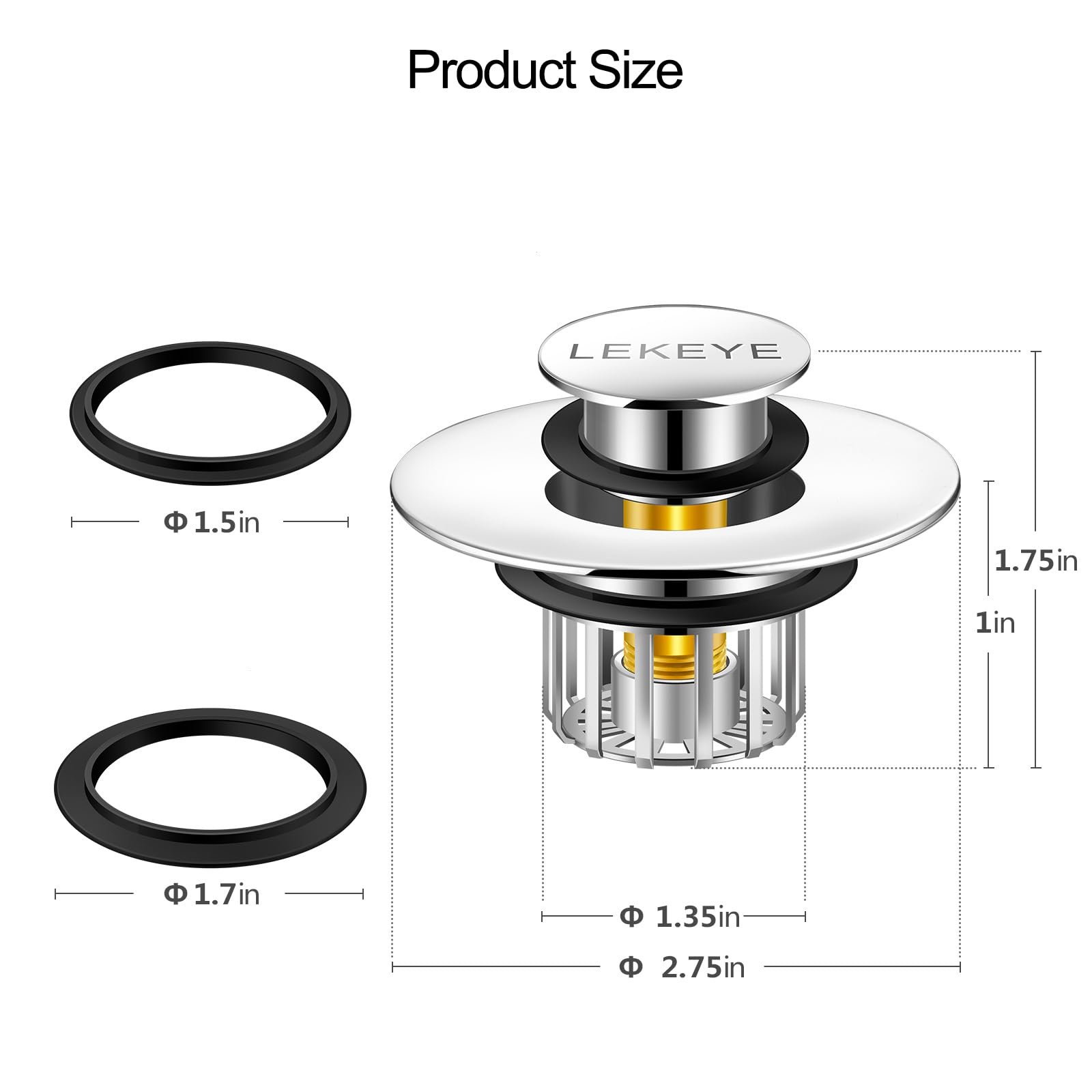 LEKEYE pop-up plug and basket action for easy drainage and filling