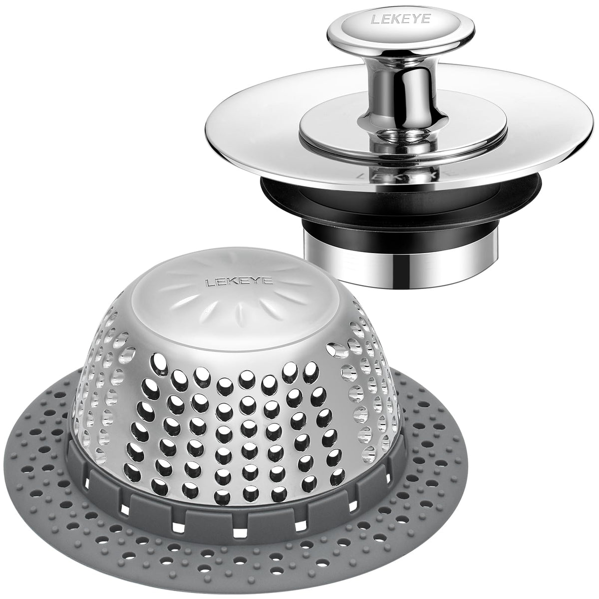 LEKEYE shower drain hair catcher demonstrating smooth water flow