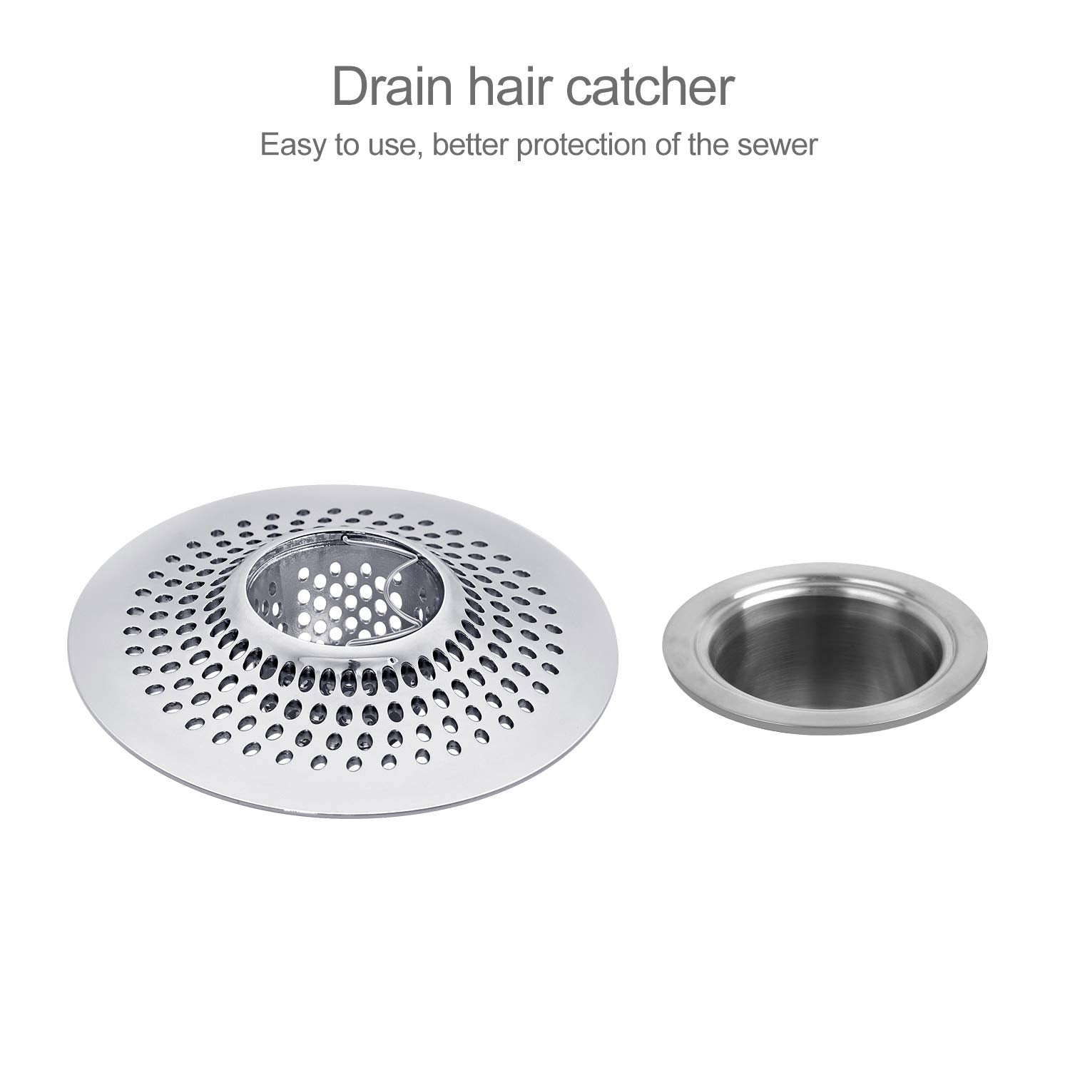 LEKEYE stainless steel drain protector closeup shows rustproof durability for long-term bathroom use