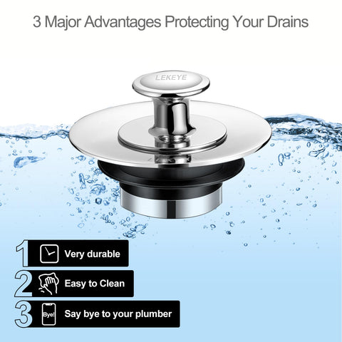 LEKEYE tub drain stopper in stainless steel prevents leaks