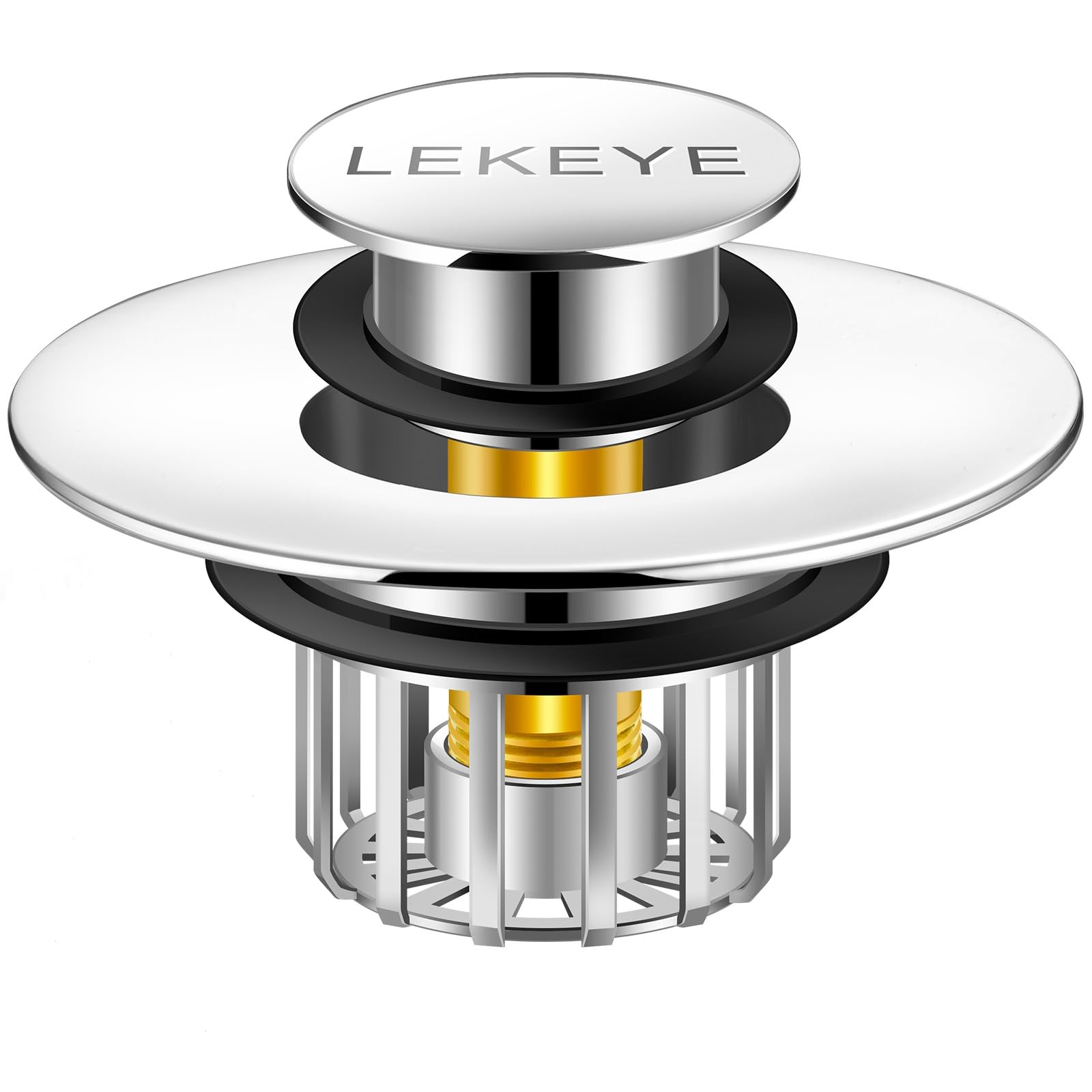 LEKEYE tub stopper with strainer assembly captures debris to prevent clogs