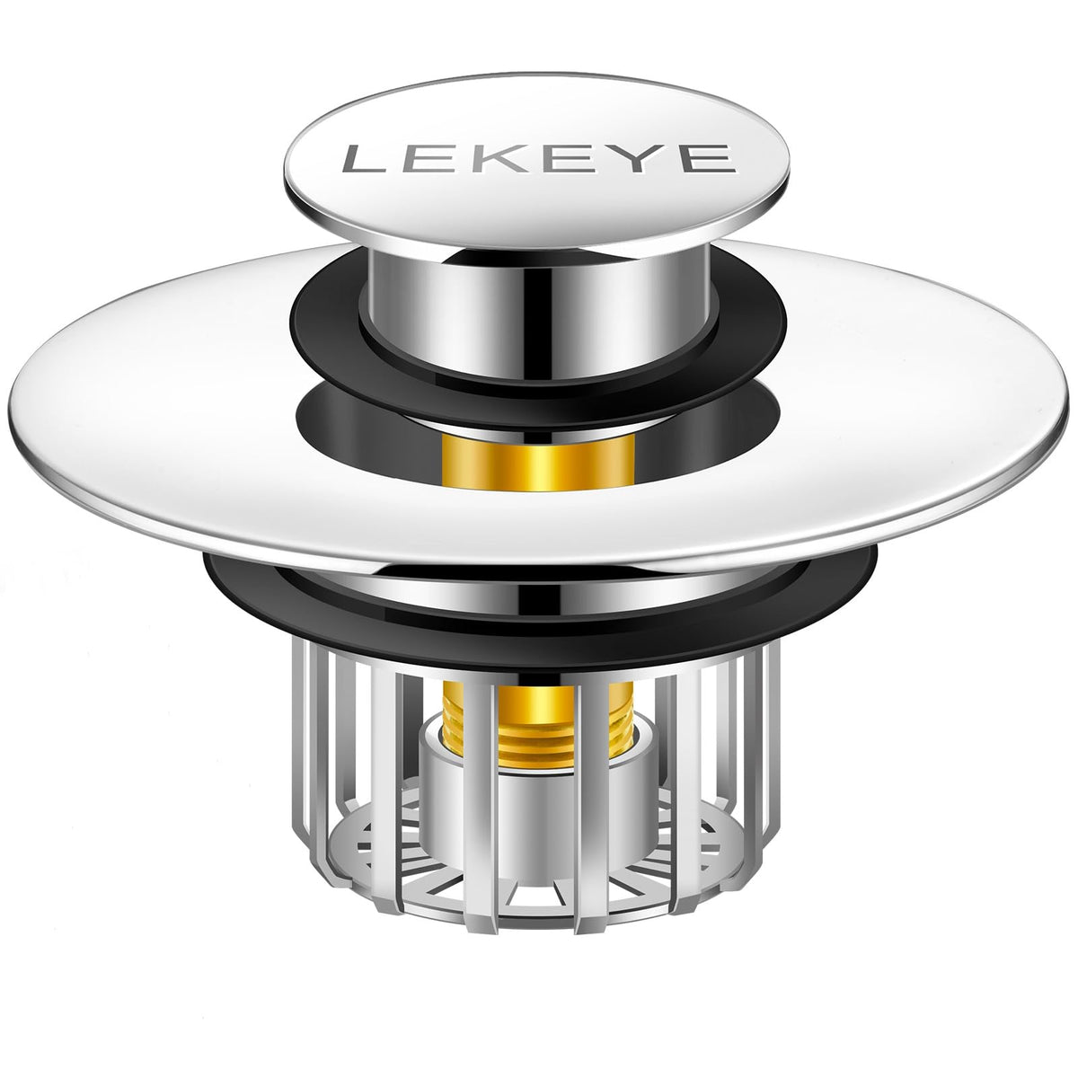 LEKEYE tub stopper with strainer assembly captures debris to prevent clogs