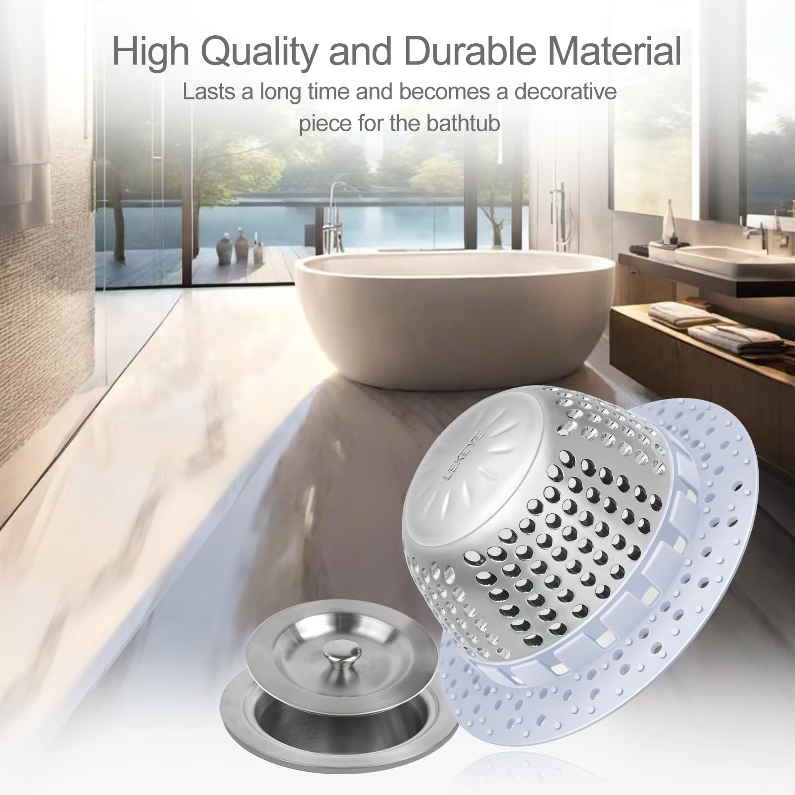 LEKEYE compatible with pop-up and flat drains for versatile use.