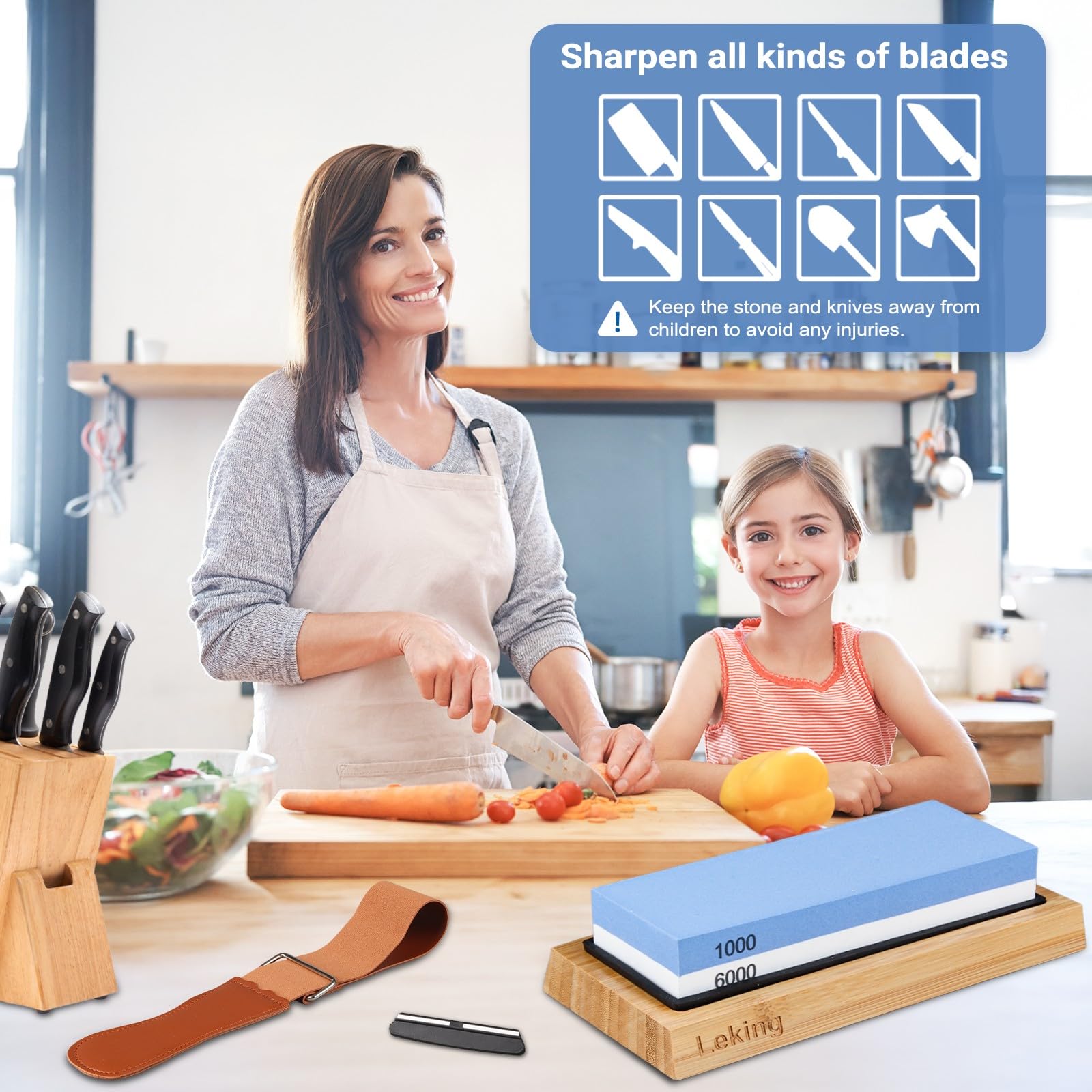 Leking angle guide helps maintain consistent knife angles while sharpening