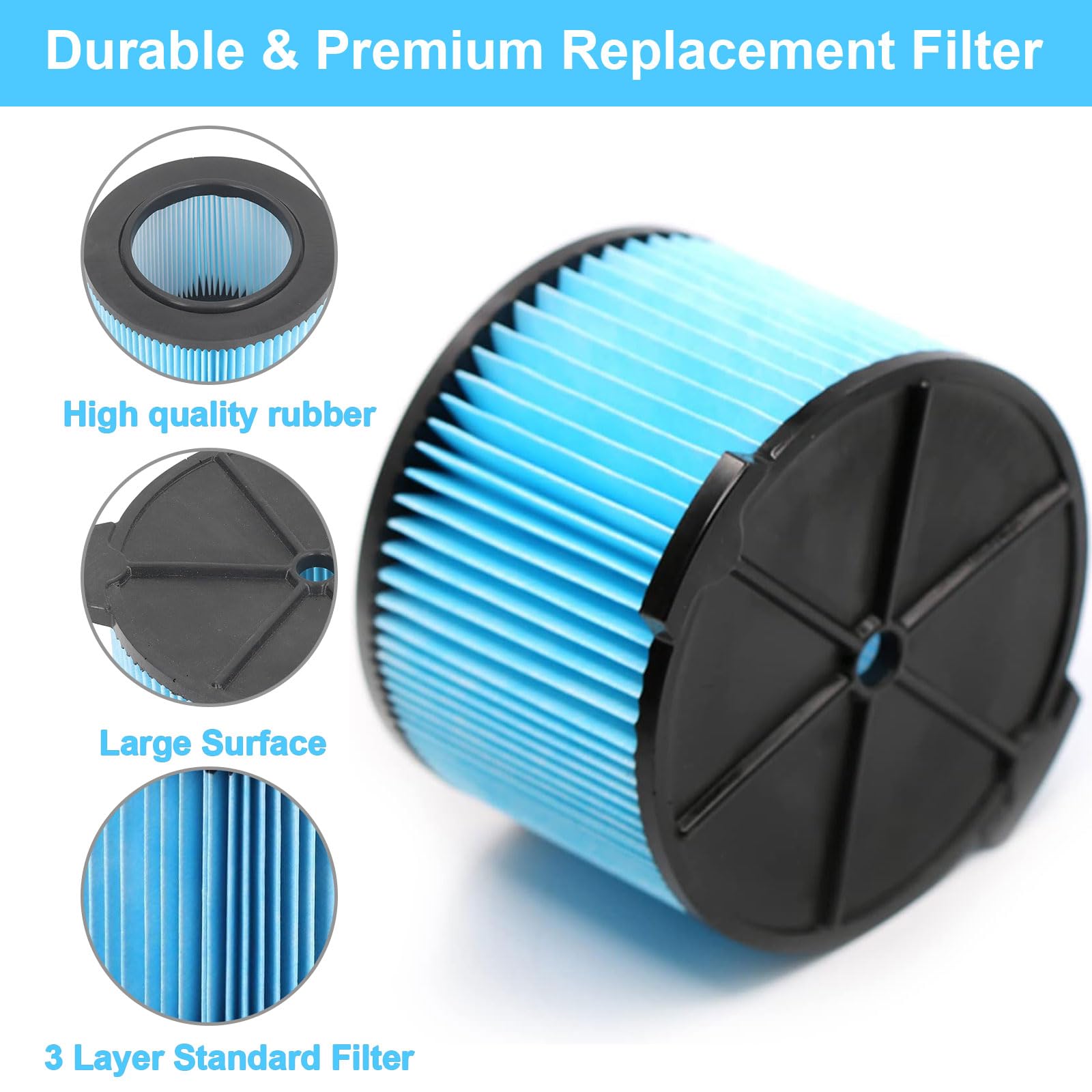 LEKVORN VF3500 filter for 4000RV (50313) supports quick changes and reliable dry-wet vacuum performance.