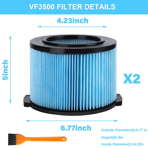 LEKVORN VF3500 filter compatible with WD4522 offers fine dust capture for detailed cleanup tasks.