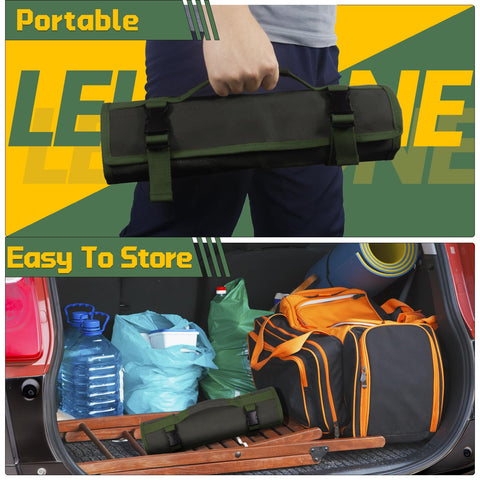 Lelezone portable roll-up tool bag ready for fieldwork.
