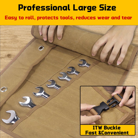 Lelezone Wrench Roll supports metric and SAE organization for quick access