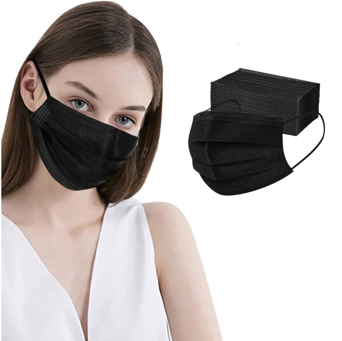 Lement disposable black mask packshot showing 3-ply protection for daily wear