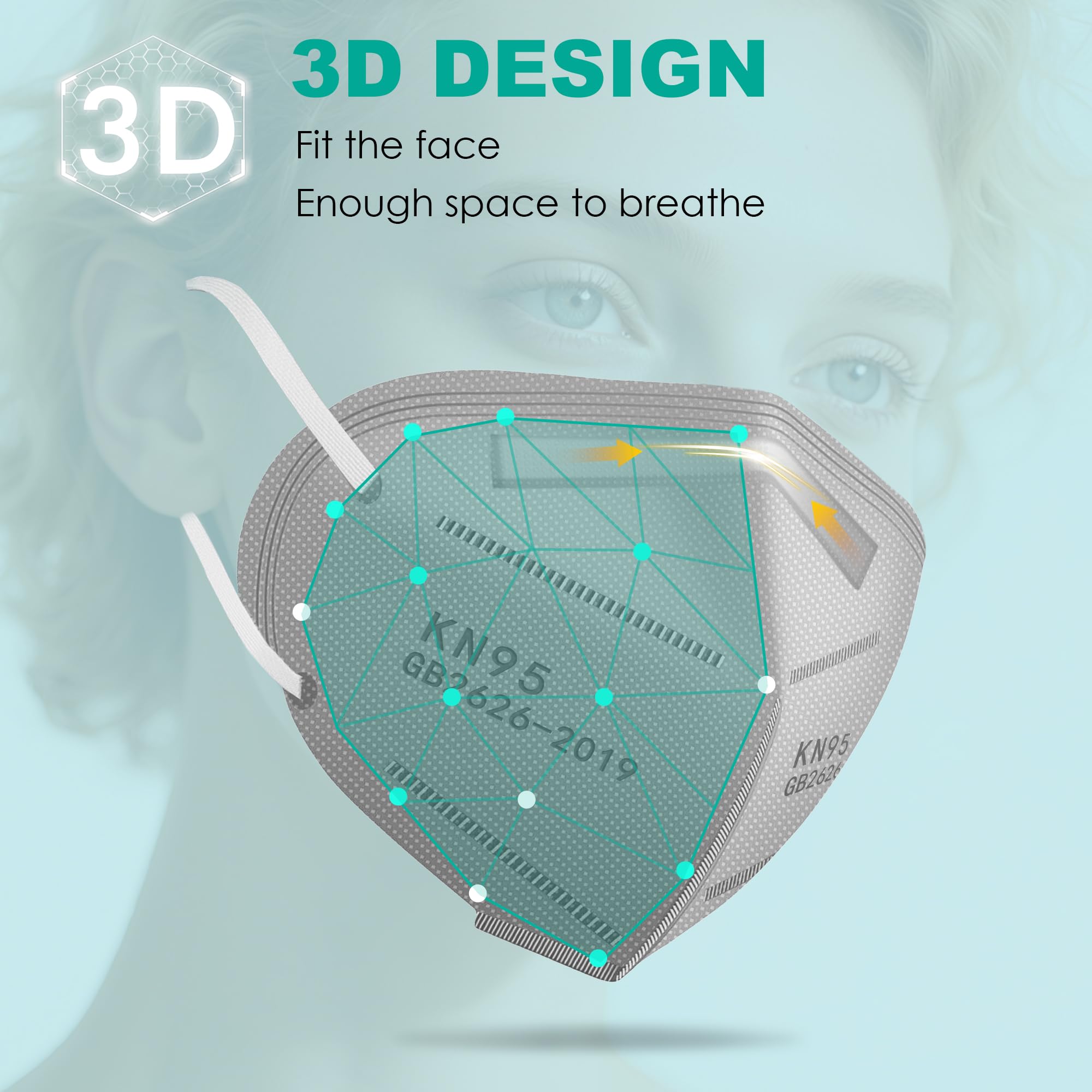 Lement KN95 with 3D fit creates a secure seal for all-day comfort