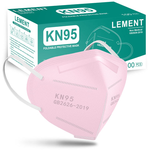 LEMENT KN95 mask 100-pack pink box for organized protection on the go.