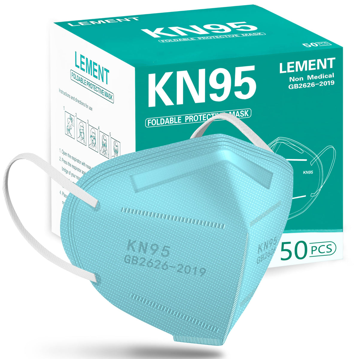 LEMENT KN95 50-pack packaging image showing bulk value and protection