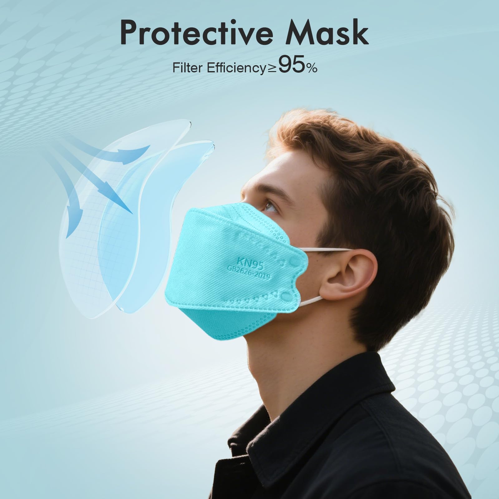 LEMENT KN95 mask with soft elastic ear loops for comfortable all-day wear.