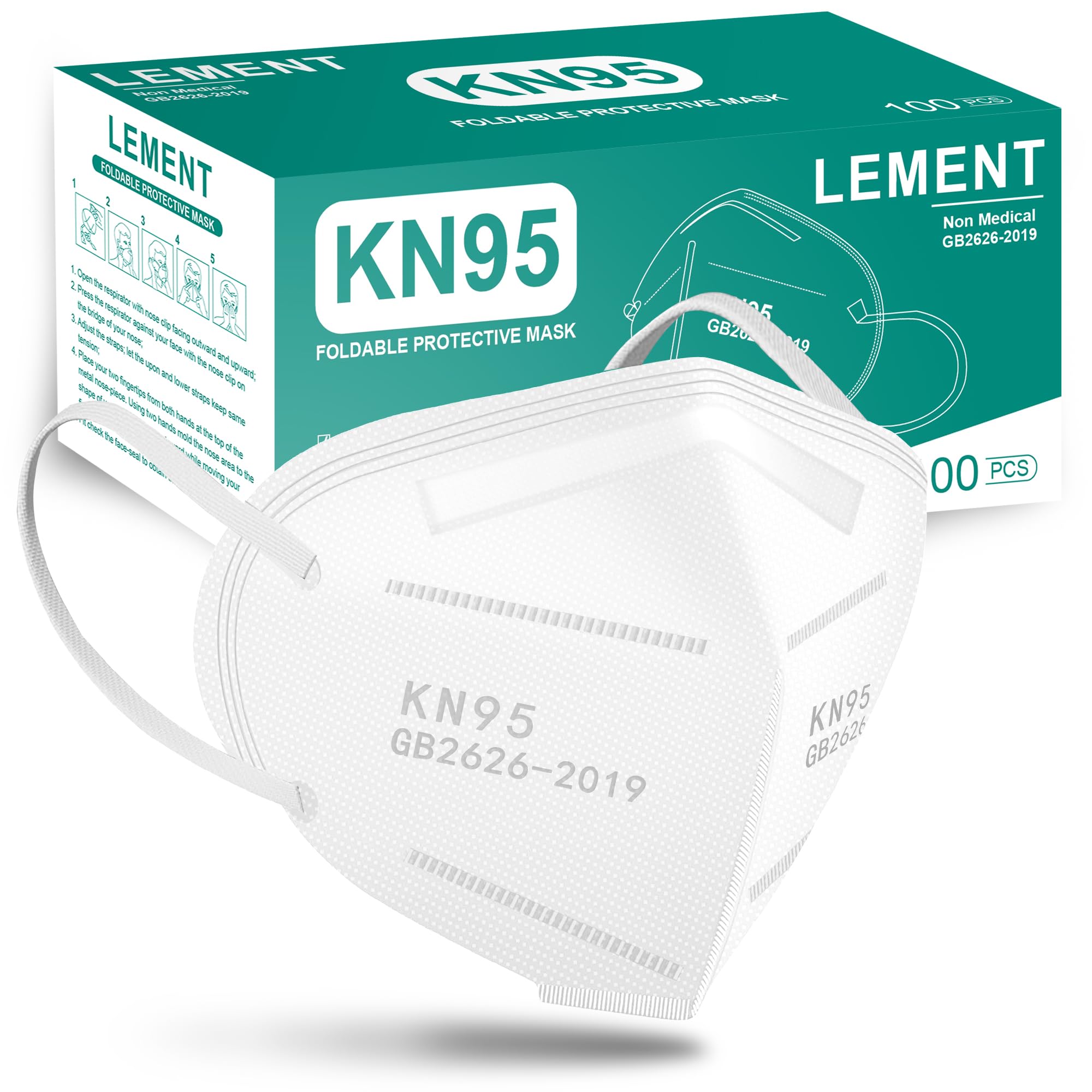 Lement KN95 masks front view with 5-layer design for daily wear protection.