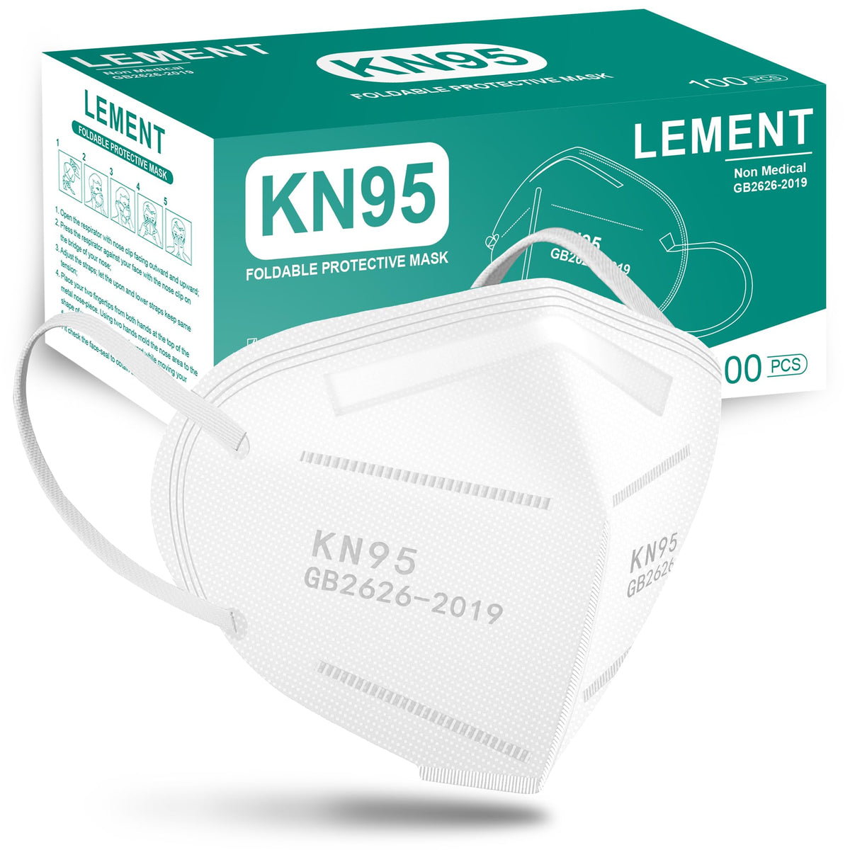 Lement KN95 masks front view with 5-layer design for daily wear protection.