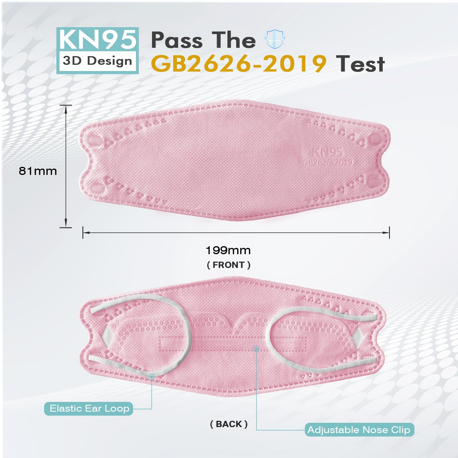 LEMENT KN95 pink worn on face shows everyday protection in crowds.