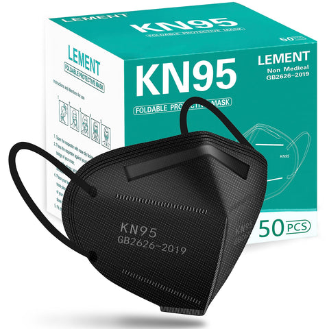 LEMENT KN95 mask black five-layer construction for daily filtration