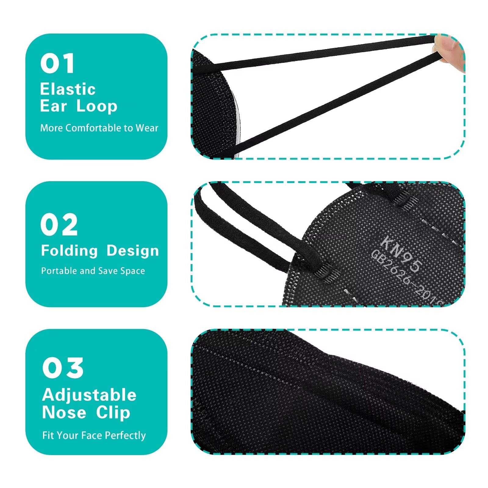 LEMENT KN95 mask black foldable design fits easily in pockets