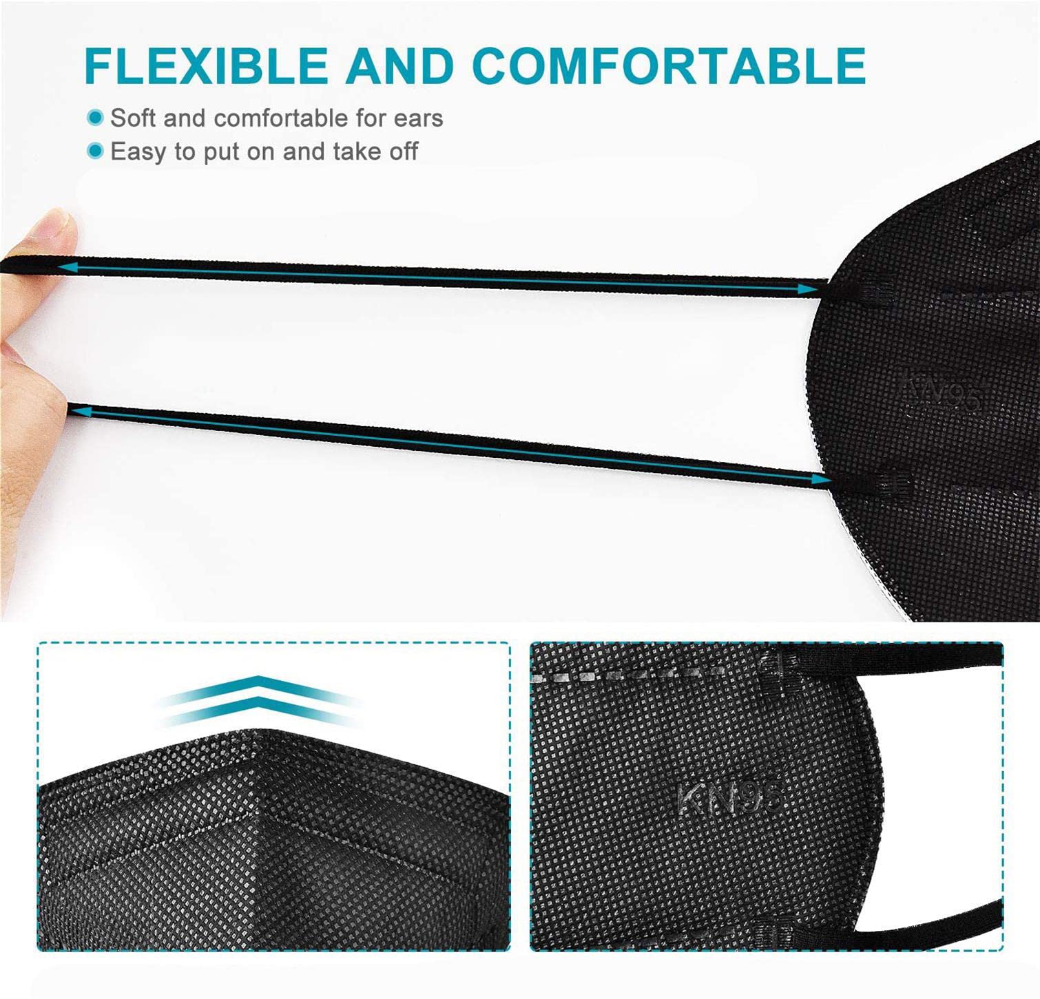 LEMENT KN95 mask black lightweight materials enable breathable wear