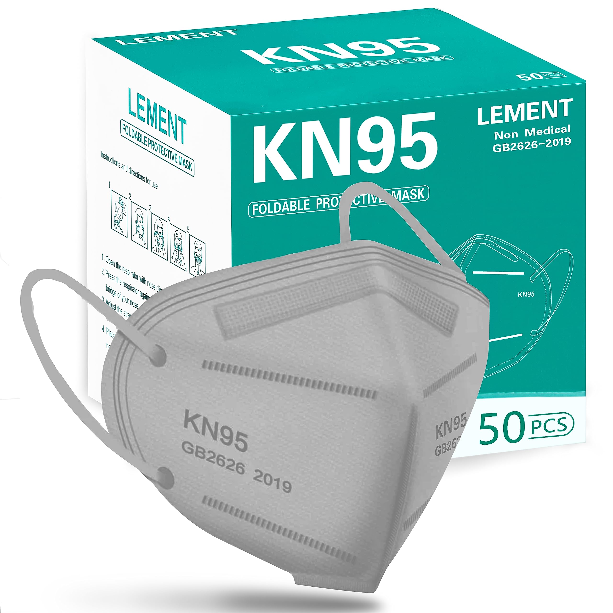 LEMENT KN95 mask close-up with five-layer filtration for reliable daily protection.