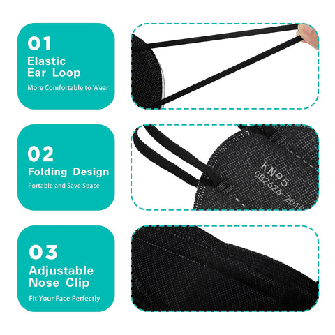 LEMENT KN95 mask with soft ear loops to reduce ear discomfort