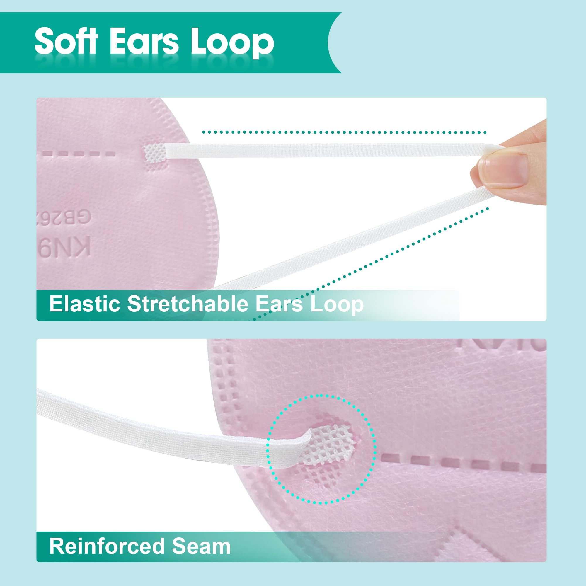 LEMENT KN95 pink adjustable nose clip ensures secure seal and reduced fogging