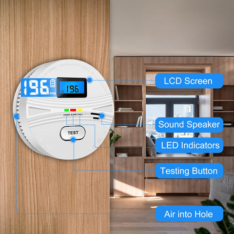 LEMONTAIL smoke CO detector with digital display shows CO levels at a glance.