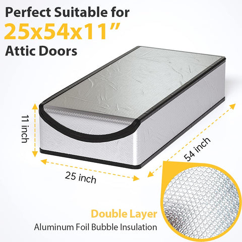 LEMOONE Attic Door Insulation Cover R-15.5 insulation core reflects radiant heat for energy efficiency.