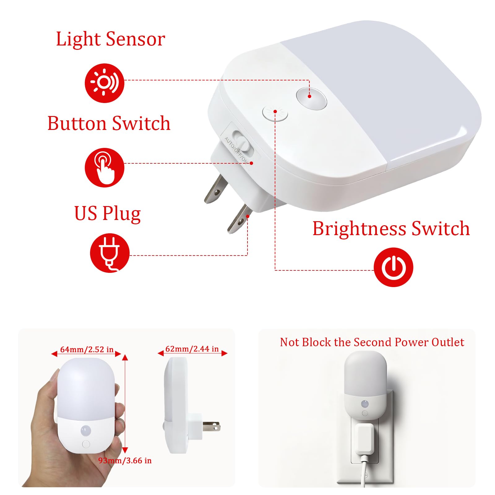 LemSen gift-ready red night light with sleek design
