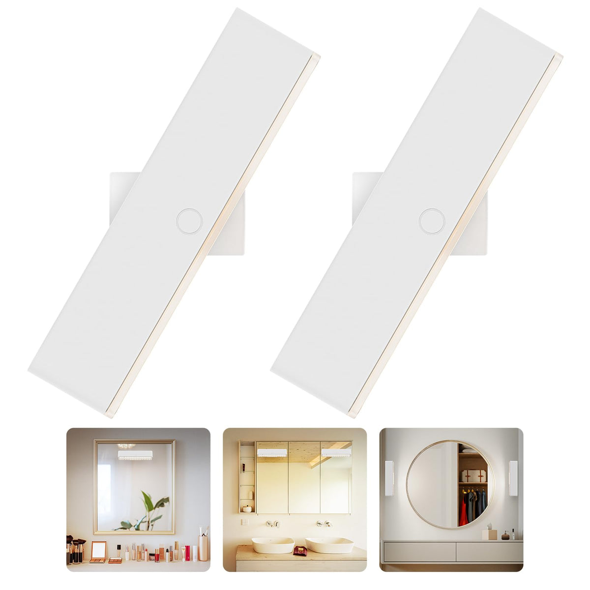 Lenarinter wireless vanity light shown on mirror with adjustable CCT for makeup.