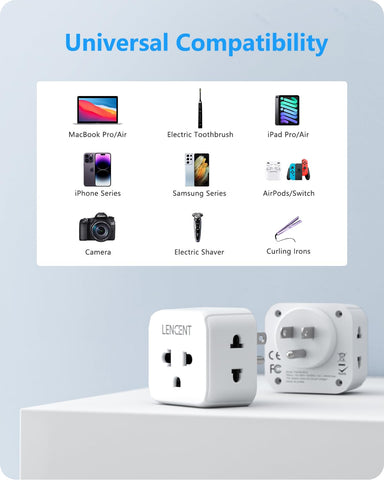 LENCENT 2-pack EU-US adapters are portable and travel-ready