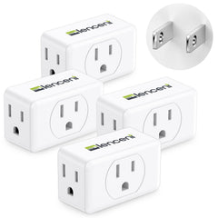 LENCENT 3-prong to 2-prong adapter, front view, powers several devices.