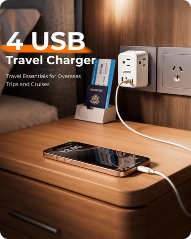 LENCENT compact travel adapter weighs 4.3 oz for easy packing.