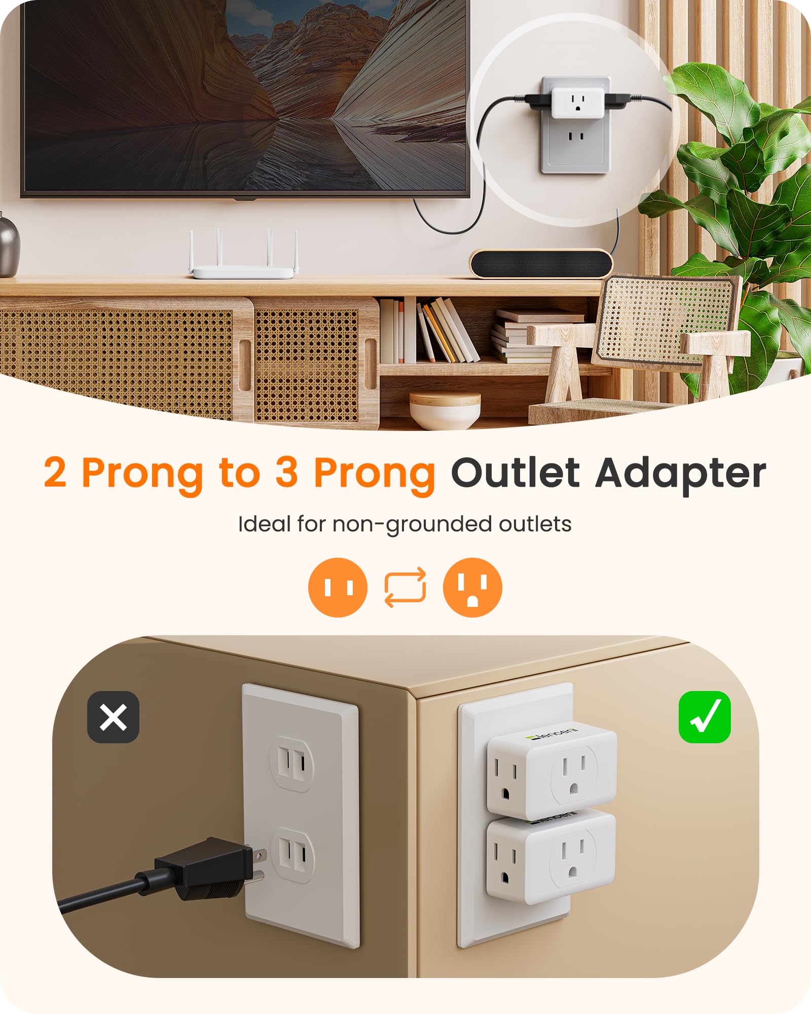 LENCENT compact travel adapter in hand, ideal for packing light.