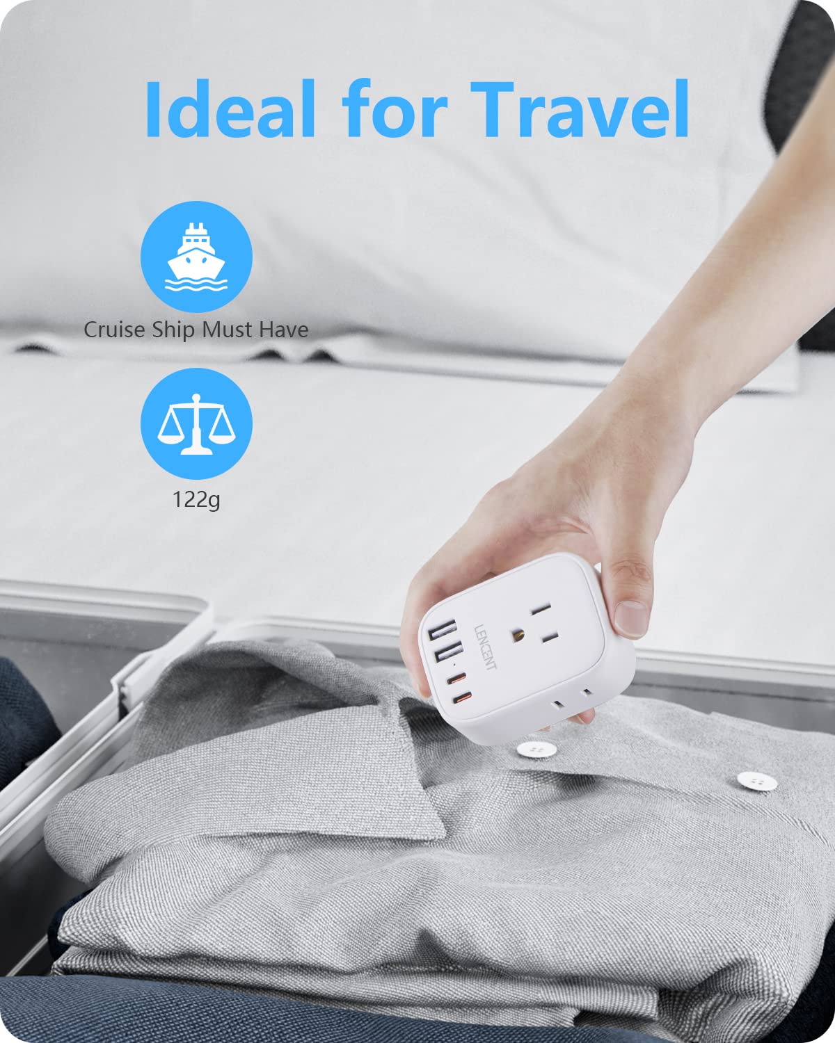 LENCENT multi-device charging setup showing four USB ports